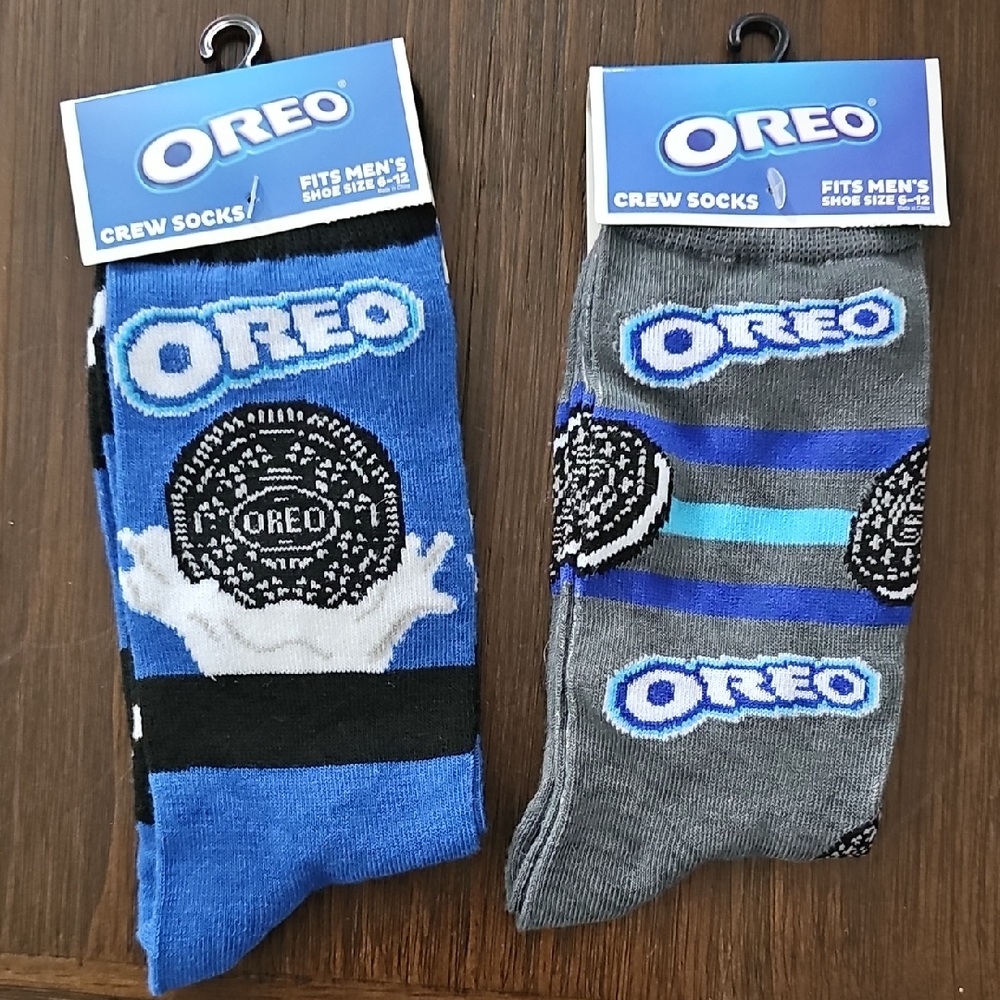 Oreo Novelty Crew Sock Set - Blue Black White and Gray